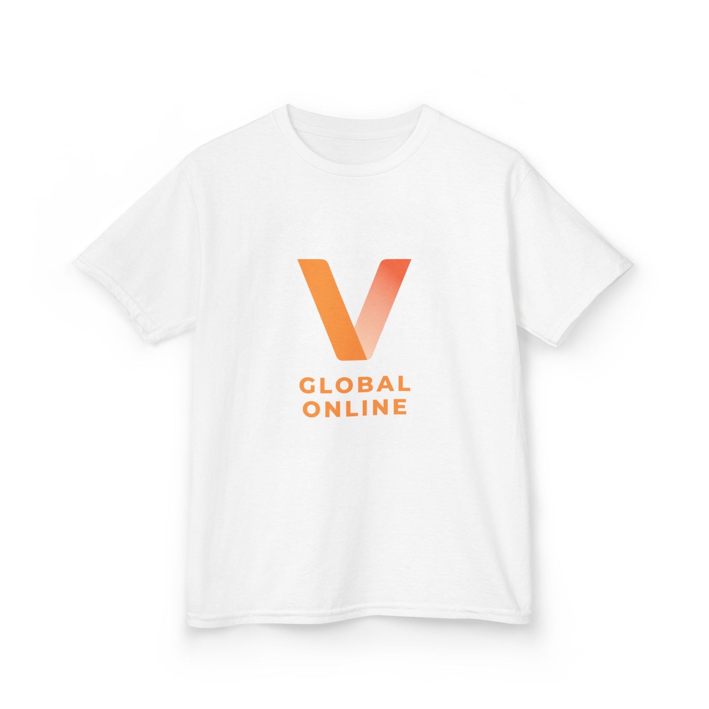 Kids T-Shirt — Orange V Logo "GLOBAL ONLINE" Graphic